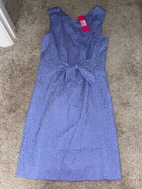 NWT Lilly Pulitzer Clarise Dress 6 Periwinkle Floral Eyelet Cotton Shift